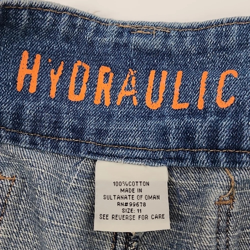 Hydraulic Blue Denim Pleated Mini Skirt